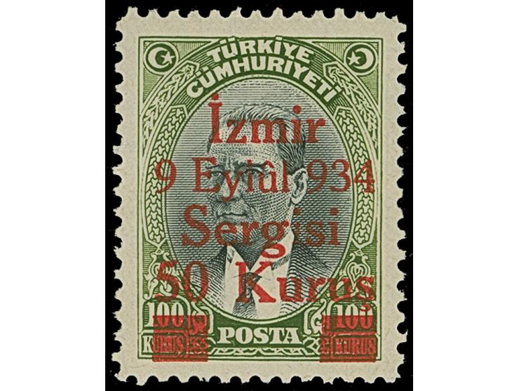 1934, IZMIR FAIR overprinted complete set of eight, all mint never hinged, surcharged in red, colours bright and fresh, well-