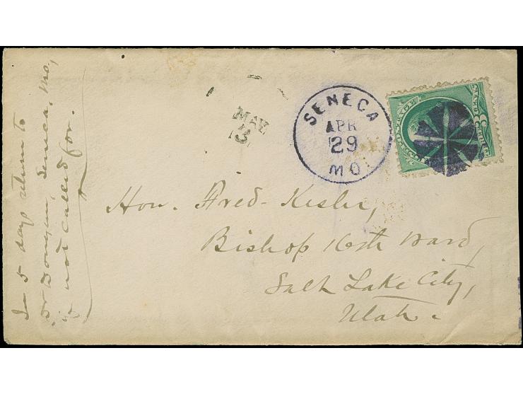 1878, Washington 3 c. green, three covers with nice cancellations, PROVIDENCE blue, SENECA violet and UNADILLA black, fine tr