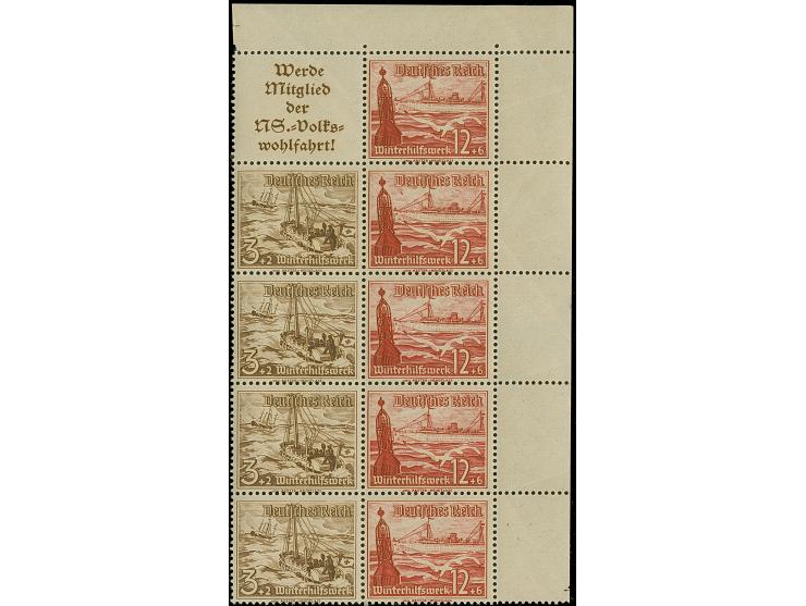 1936/37, Winterhilfswerk vier Heftchenblätter, zwei vom Eckrand,postfisch, tadellos
