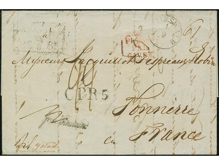 1838, “Fre. Stralsund” Schreibschrift-L1 sauber auf Brief von Gothenburg nach Tonnerie Frankr. mit ebenfalls vorderseitig abg