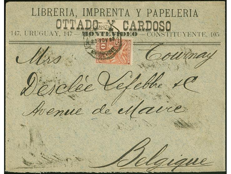 1893, Commercial cover bearing 10 c. orange-brown cancelled ‘MARITIMA MONTEVIDEO 23 NOV 93’ ds., on reverse transit Lisboa an