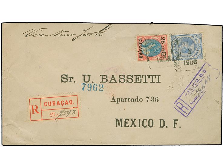 1904, Haiti 20 c. orange uncancelled on cover, on top blue oneliner ‘Prins der Nederlanden’, ‘via New York’ and ‘PAQUEBOT (N.