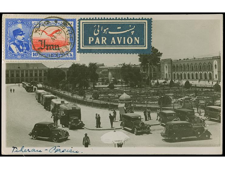 1909/38, Three postcards all postally used including Kurdish man with rifle, Mosque Sefah SalarTeheran and Cars in Teheran 19