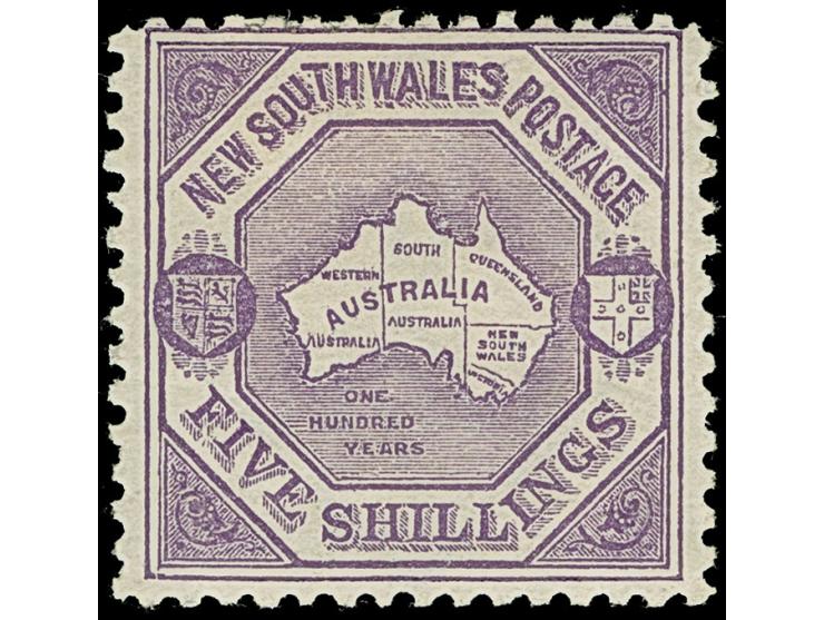 1888/90, Centennial 5 s. lilac, watermark ´5/-´ in diamond, perf. 11, unused, fine and fresh
