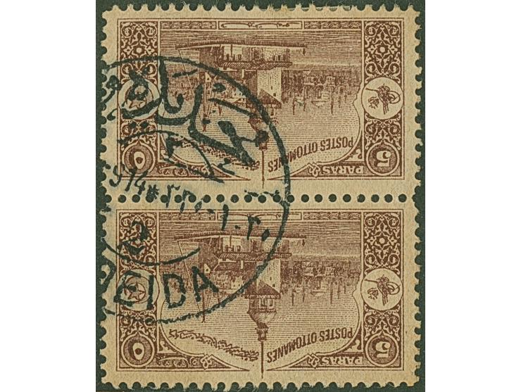 1892/1914, Ottoman Post Offices in Yemen: eight cancellations on stamps and piece including HODEIDA no.1, 2, 5, 6, Hudeida wi