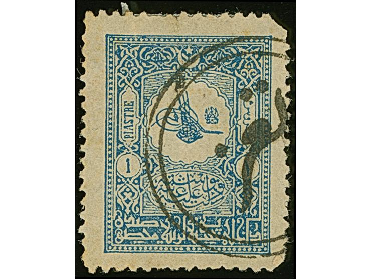 1901, „TAIZ“ all arabic cancellation on 1 pia. blue, (Brand-Ceylan Type XXI/No. 17), tiny faults, still fine and very scarce 