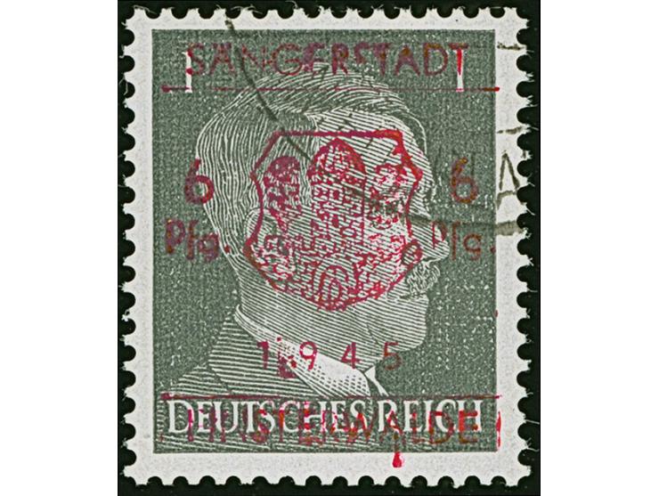 1945, Probedruck Hitler 1 Pfg. mit Probeabstempelung, Attest Zierer BPP (1982)