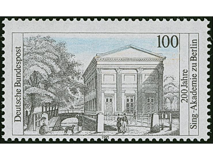 1993, Sing-Akademie 100 Pfg., Abart 'alle Odr.-Farben außer blau fehlend', postfrisch, Fotoattest Schlegel BPP (1998)