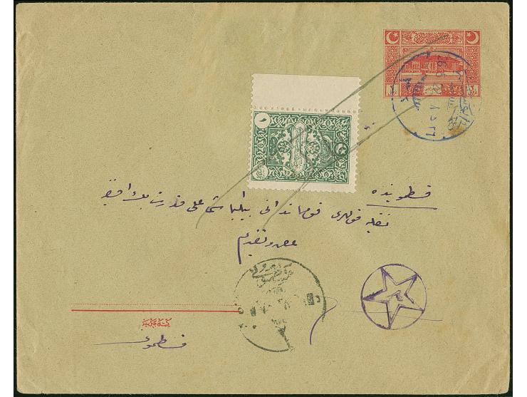 1922, Parliament 3 pia. carmine envelope fieldpost cancelled ‘SAHRA POSTASI 34 - 26.5.22’ in blue, violet censor ‘3’ in circl