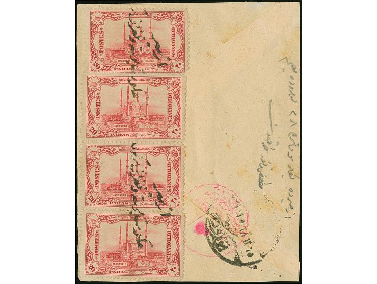 1922, Turkey in Asia: ‘IZMIR HÜKÜMET POSTA VE TELGRAF MERKEZI’ twoliner in black (Isfila no.3) on cover reverse only with fou