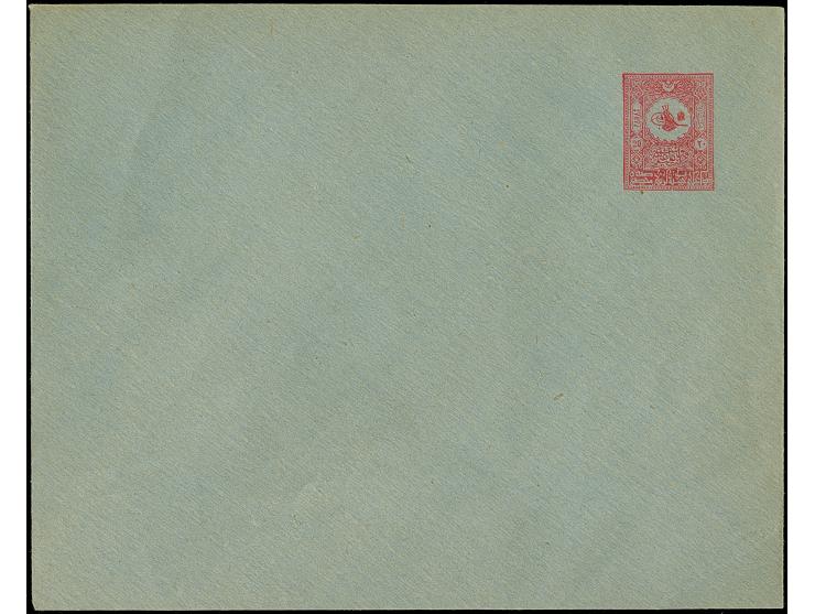 1901, Four postal stationery envelopes, 20 pa. and 1 pia., unused, tiny crease, otherwise fine (isfila cat. value 200€) (Isfi