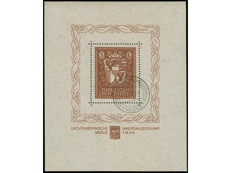 1934, Vaduz-Block mit Sonderstempel "VADUZ 1.10.34", Reinigungsspuren ansonsten sehr ansrechend, Fotoattest Marxer (2012).
