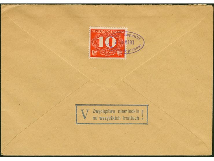 1940, 10 Pfg. mit Ovalstempel “ZAHAJKI” rs. auf Brf. von Krakau (Mi. 300,-)