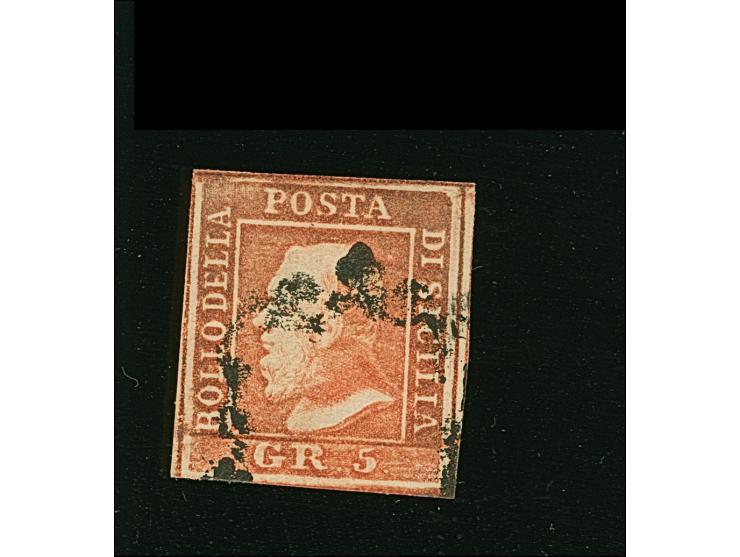 1859, 5 gr. light vermilion, Plate I, a used example of fine deep colour, good margins all round, lightly cancelled in black,