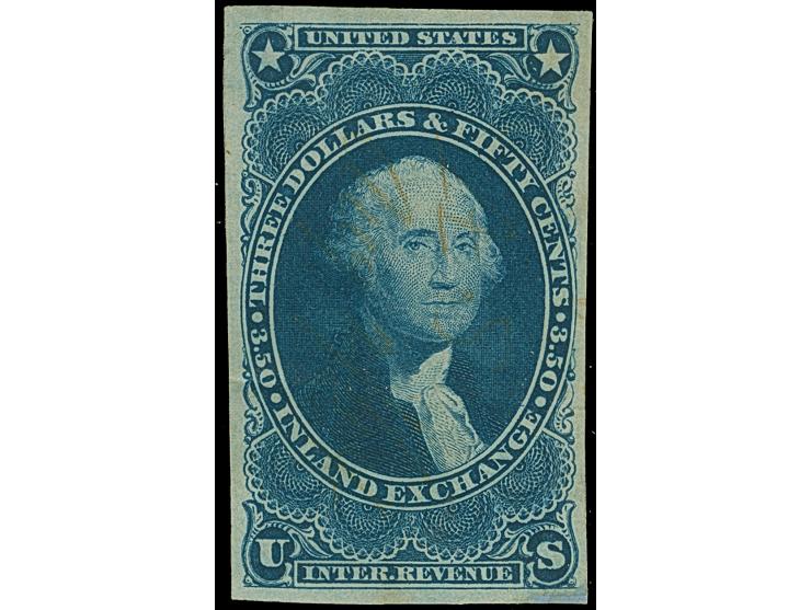1863, Three perforated stamps Foreign Exchange, $1.90 additional $2.50 and $3.50, all with perforations trimmed away!, closed