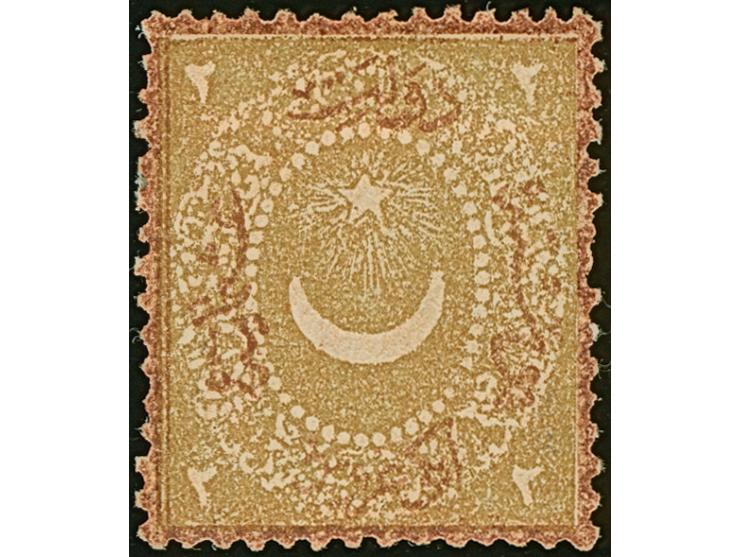1868, 2 pia. yellowish-brown brick, unused with original gum, very good perforation for this issue, very fine and fresh, sign