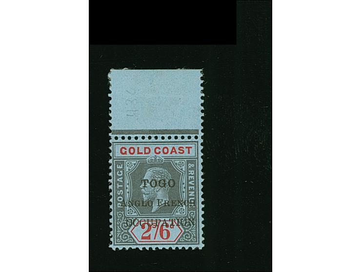 1915, Gold Coast KGV definitives 2 sh. 6 d. black and red/blue showing variety ‘no hyphen after ANGLO’ in overprint ´TOGO / A