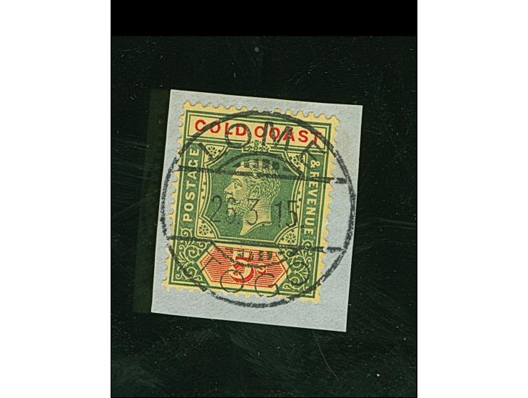 1907/13, KGV 5 s. green and red/yellow, tied to piece by LOME 26.3.15 cds., very fine (SG. £ 275+)