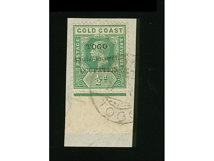 1915, Gold Coast KGV ½ d. green bottom margin, showing variety ‘missing O in OCC..’, overprint ´TOGO / ANGLO-FRENCH / OCCUPAT