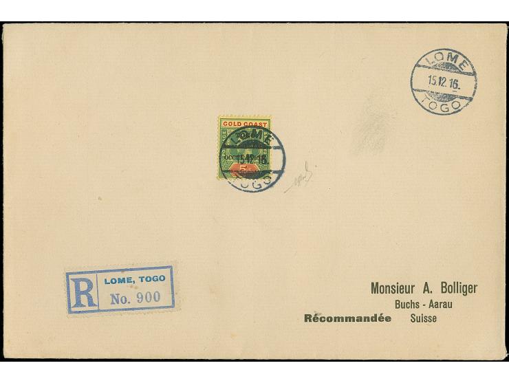 1916, Gold Coast KGV 2/6 sh. and 5 sh. green/red on yellow, each overprint thick letters ´TOGO / ANGLO-FRENCH / OCCUPATION´, 