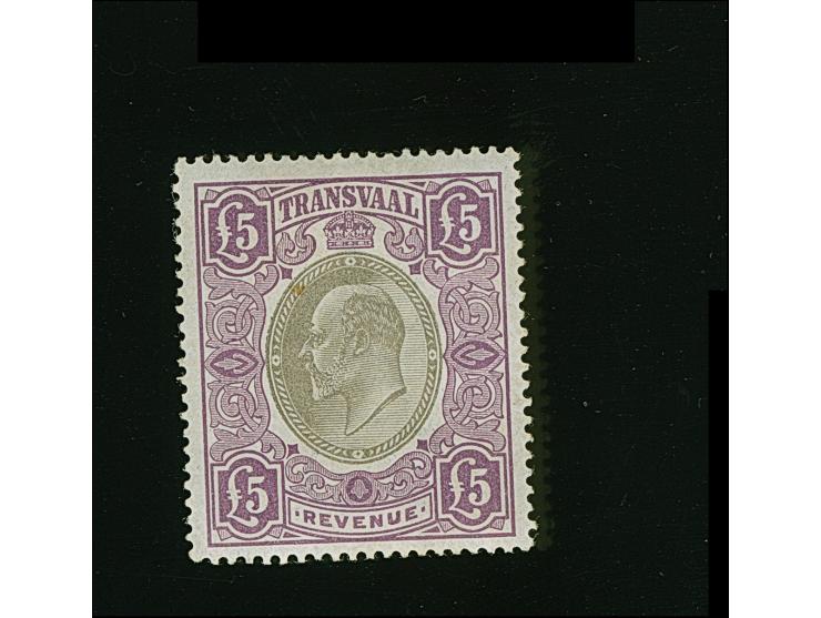 1902, King Edward VII Revenue £5 black and violet, watermarked Crown CC, unused, fine, signed.