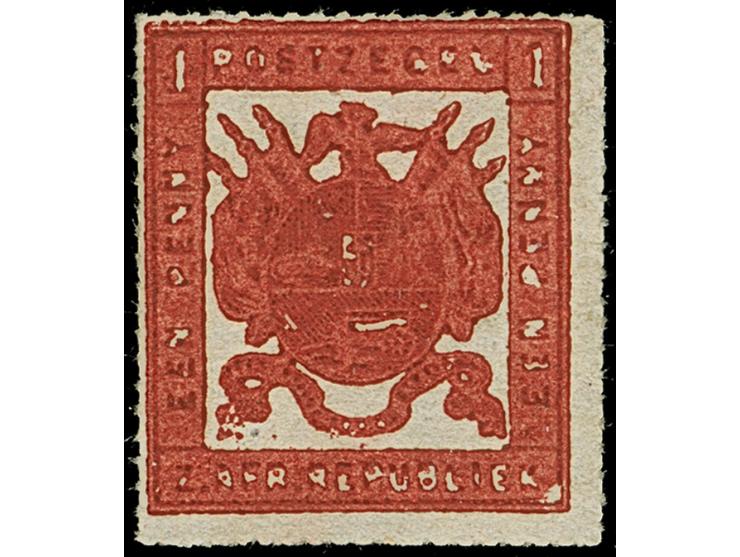 1870, Typographed by M.J. Viljoen at Pretoria. Deliveries of 4 July. 1 d. crimson, two stamps medium and thick paper, fine ro