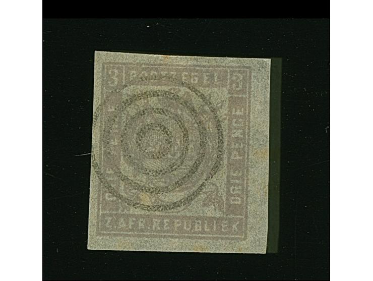 1875/77, Typographed by J.F. Celliers on behalf of The Stamp Commission, 3 d. lilac on very thin, transparent (Pelure) paper,