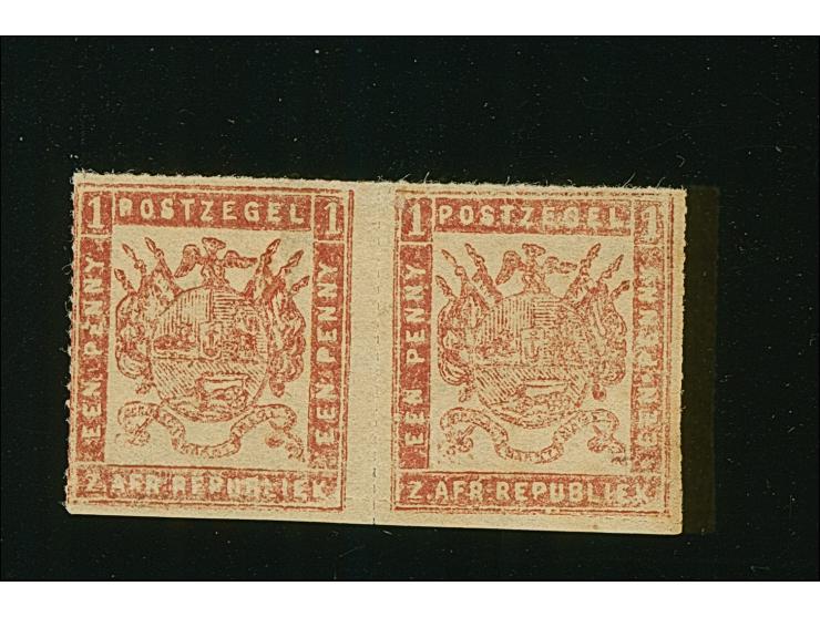 1870 , Typographed by M.J. Viljoen in Pretoria 1 d. pale rose-red, coarse impression, roulette 15½ to 16 on medium paper, unu