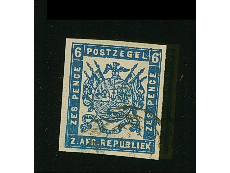 1876/77, Typographed by J.F. Celliers on behalf of the Stamp Commission, Pretoria 6 d. deep blue on coarse soft white paper, 