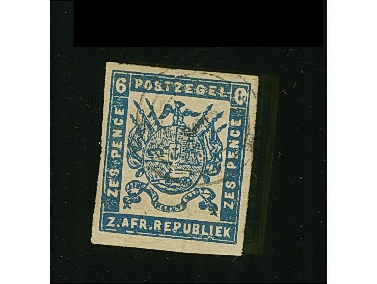 1876/77, Typographed by J.F. Celliers on behalf of the Stamp Commission, Pretoria 6 d. deep blue on coarse soft white paper, 