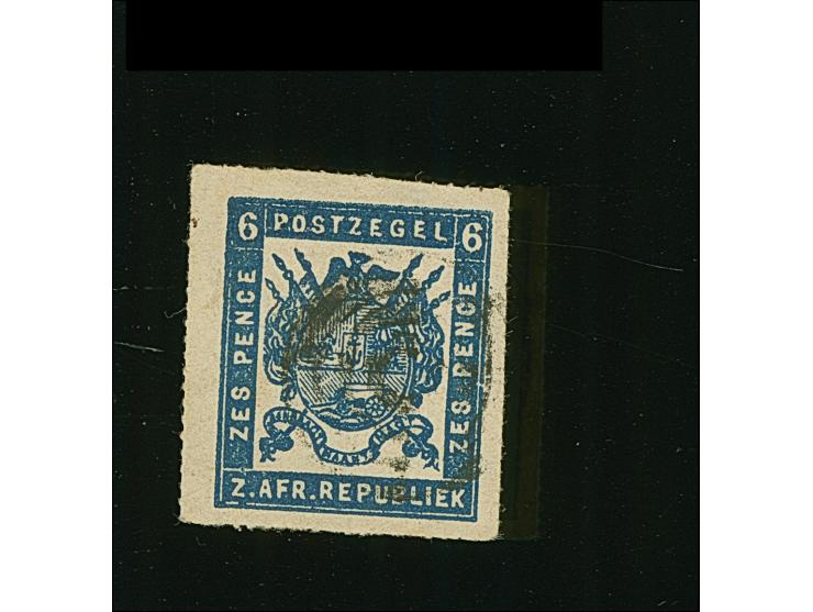 1870, Typographed by J.P. Borrius in Potchefstroom 6 d. blackish-blue on stout paper, roulette 15½-16, good to large margins,