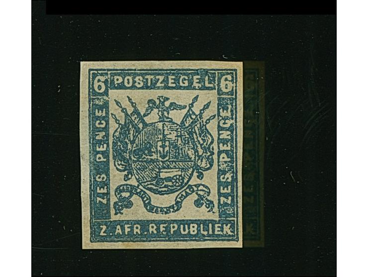 1875/77, Typographed by J.F. Celliers on behalf of The Stamp Commission. &nbsp;6d. deep blue on very thin, hard transparent (