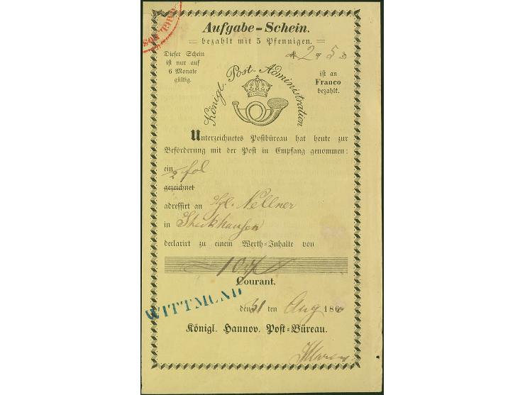 1848/68, Wittmund, 13 Postscheine, dabei 2 preussische, alles versch. Farben bzw. Stempeltypen