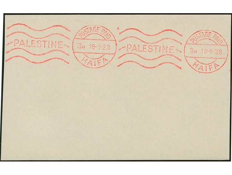 1926/28, “postage paid ” proof strikes in different designs of Haifa, Jerusalem and Jaffa, 5 pieces