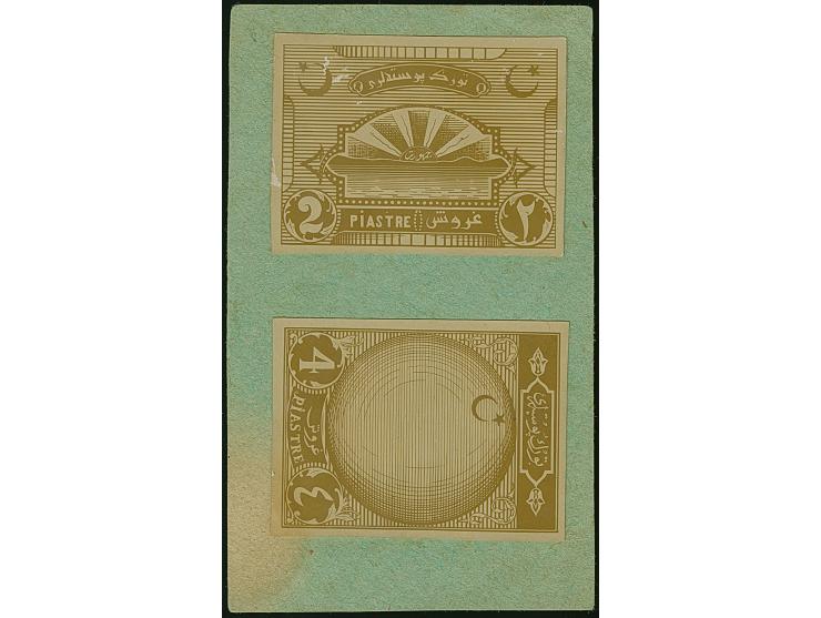 1923-24, Lausanne Atatürk &amp; Peace issue photographic unadopted essays 2 pia. &amp; 4 pia. with inscription "TÜRK POSTALAR