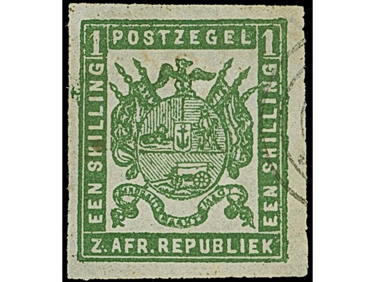 1876/77, Typographed by J.F. Celliers on behalf of the Stamp Commission, Pretoria 1 s. yellow-green on coarse soft white pape