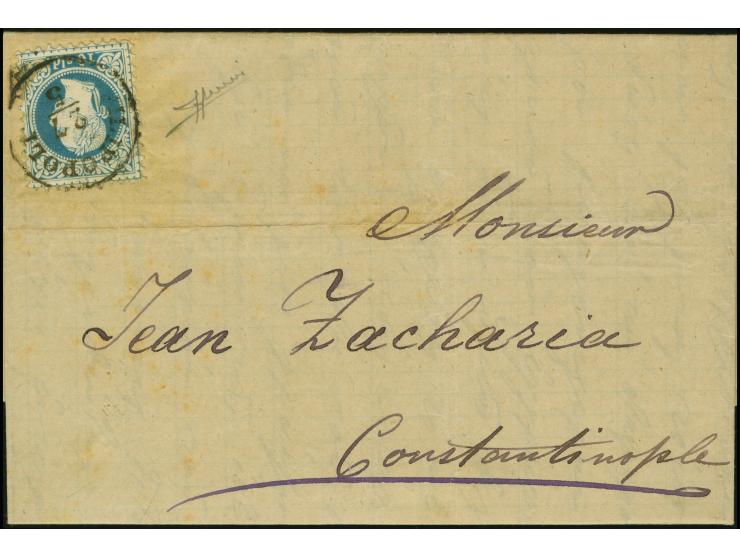1879 (May 27), folded letter to Constantinople, franked with 10 sld. blue, Fine Print, tied by neatly-struck Filipopoli c.d.s