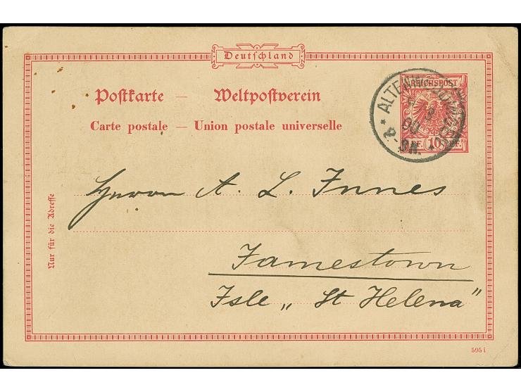 1900, Ganzsachenkarte 10 Pf sauber entwertet Altenweddingen 9.3.00, rs. Absenderstempel Eduard Kärsten, seltene Destination v