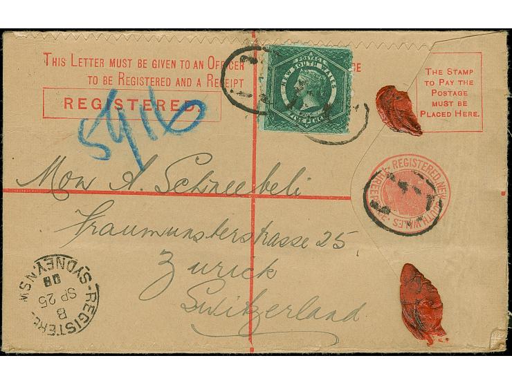 1903, 3 d. rose-red registered postal stationery envelope, uprated with 5 d deep green, tied by "SYDNEY NSW REGISTERED B SP/2