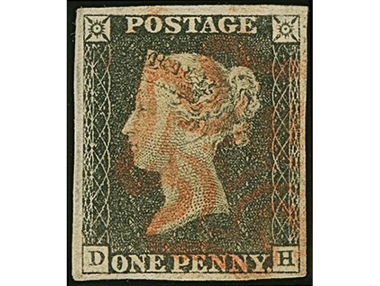 1840, Victoria One Penny black DH, Plate 3, with good to large margins, light strike of the Maltese cross in red, fine
