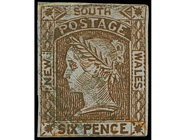 1853, Laureated 6 d. brown re-engraved, good margins, closed at bottom and top right, light barred oval face free cancel, tin
