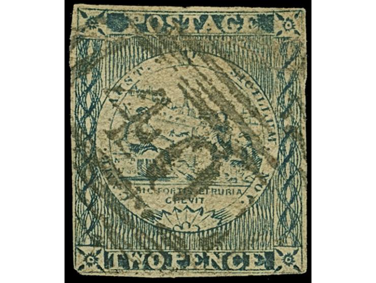 1850, Sydney Views 2 d. greyish blue, Plate I, intermediate impressions, well to closed margins, touched at bottom left corne