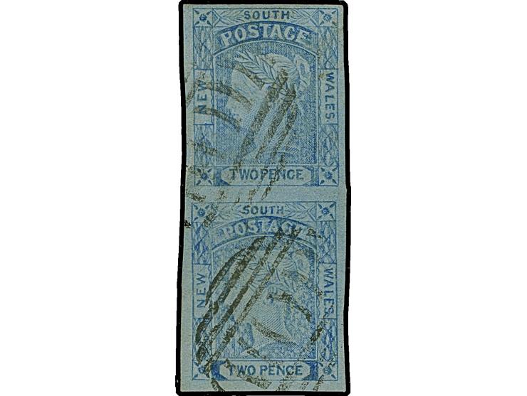 1851/52, LAUREATES study lot with two used 1 d. and four used 2 d. plus one vertical pair, nice variety of shades including d