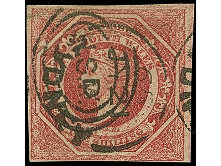 1854/59, Corbould 6 d. grey and 1 sh. rosy-vermilion and pale red, three imperf stamps with closed to good margins, good canc