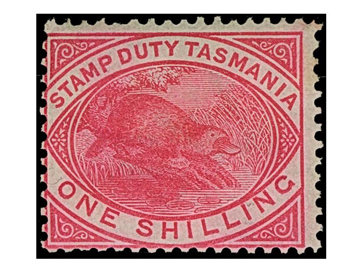 1880, 1 s. rose-pink, wmk. TAS sideways, perf. 14, unused og., 6 d. mauve unused no gum, plus four unused stamps, mostly fine