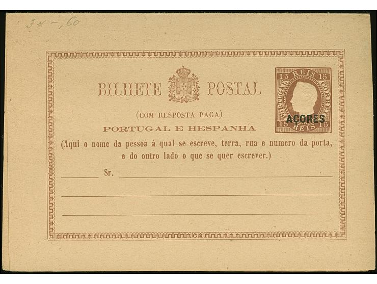 1878/88, Five postal stationery answering cards and eight postcards, large and small overprints, all unused and fine.

