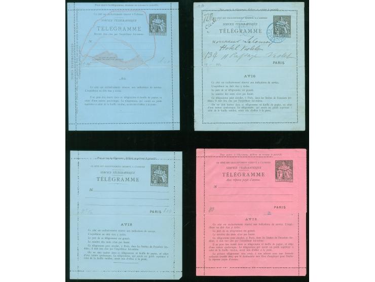 1879, ‘Service Telegraphique-Telegramme Tubes Pneumatiques’ first issue two postal stationery card-lettre, one overprinted 50