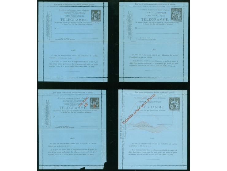 1879, ‘Service Telegraphique-Telegramme Tubes Pneumatiques’ first issue two postal stationery card-lettre, one overprinted 50