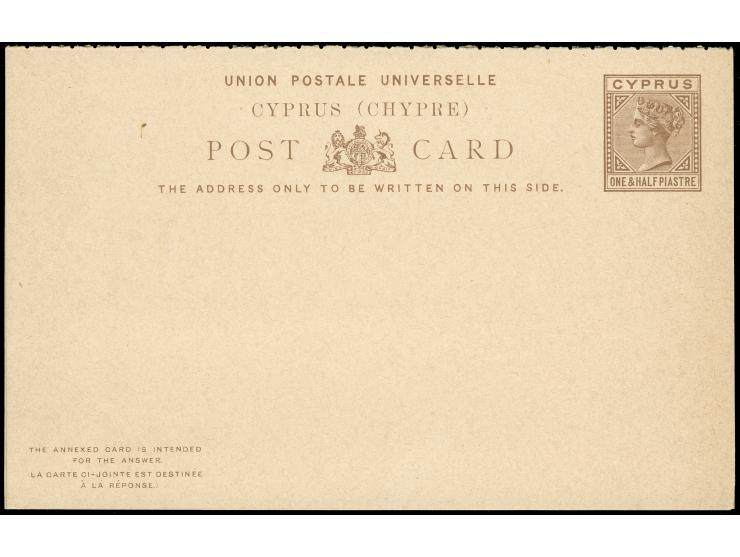 1880/92, Set of 9 early postal stationery cards, including three answering cards, all unused, tiny paper adhesives on reverse