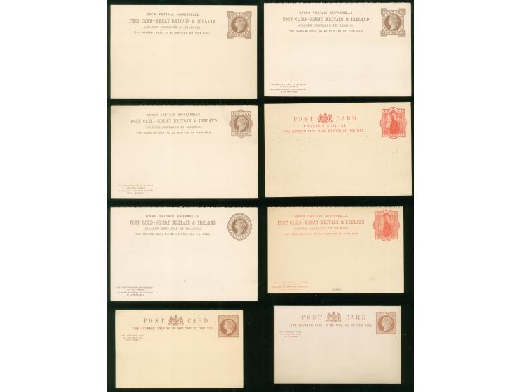 1878/92, set of 8 postal stationery cards unused, including six complete answering cards, all unused, tiny hinge remains on r